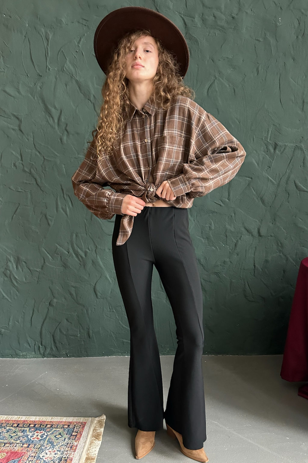 Рубашка женская HUG077/13/Коричневый, бежевый