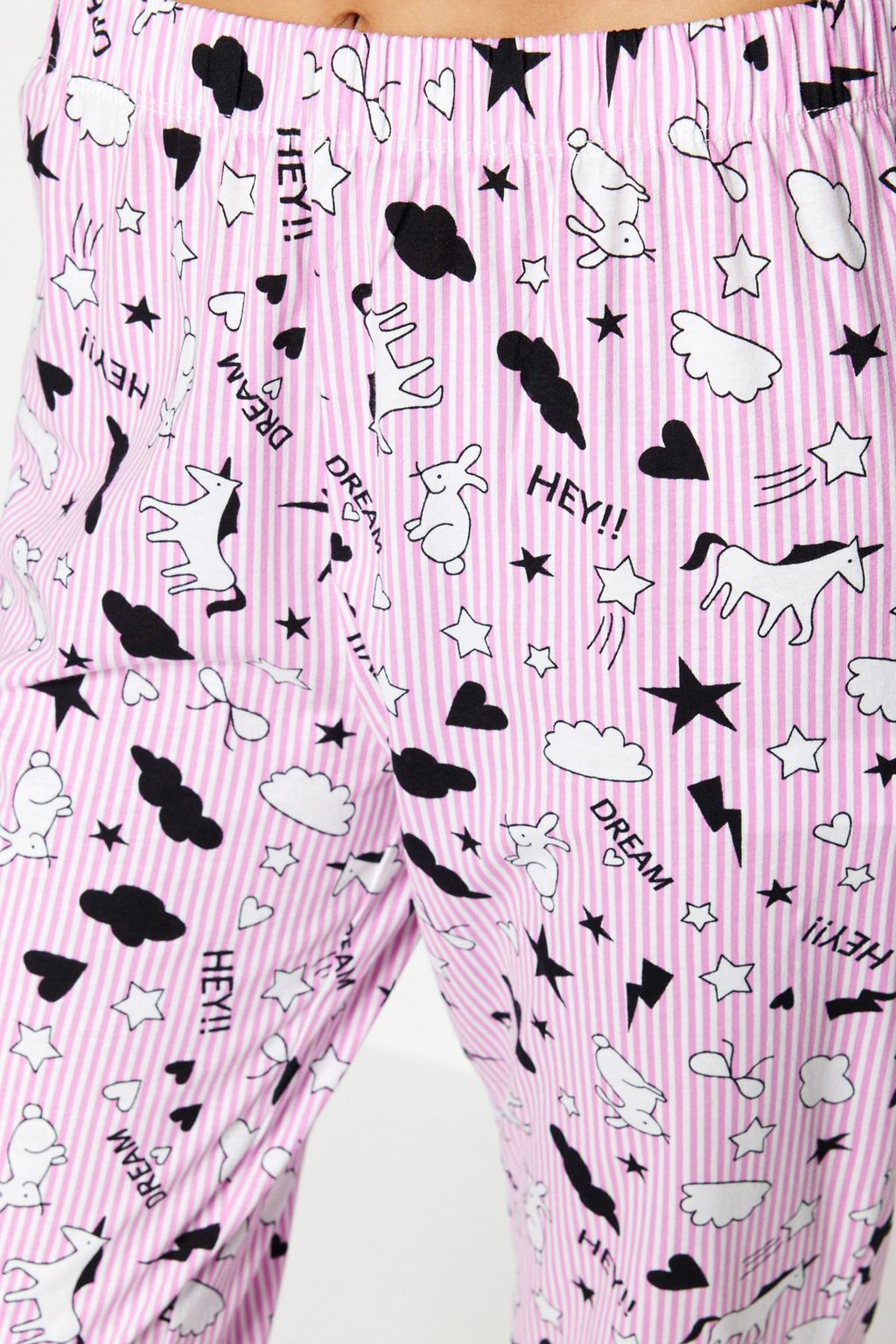 Trendyolmilla Ac?k Pembe %100 Pamuklu Eglence Desenli Biyeli Orme Pijama Tak?m? THMSS19IP0037 фото 5