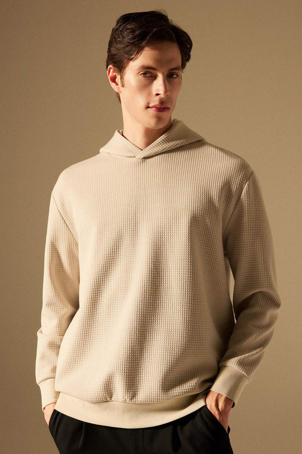Oversize Genis Kal?p Kapusonlu Kapitone Sweatshirt - Defacto фото 2