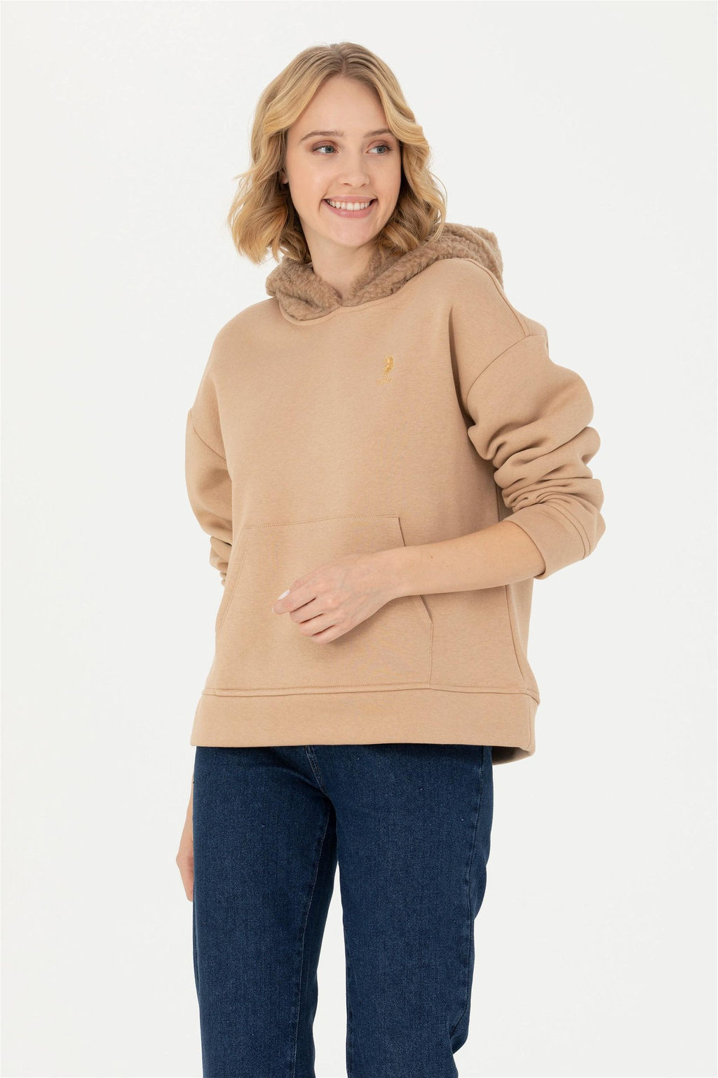 U. S. Polo Assn Женская толстовка с капюшоном песочного цвета - U.s. polo assn фото 8