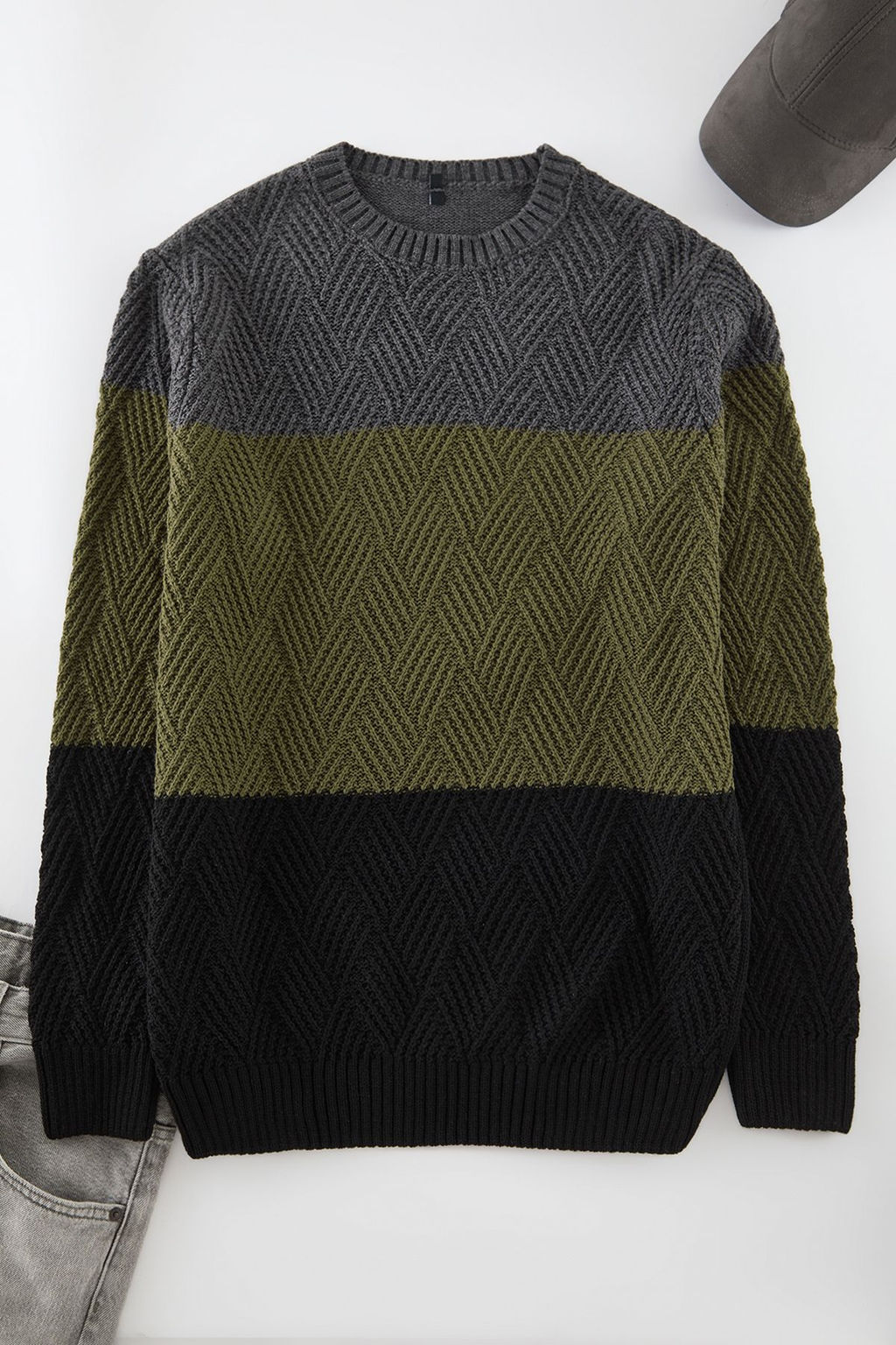 TRENDYOL MAN Indigo Regular Bisiklet Yaka Renk Bloklu Kazak TMNAW20LS0026 - Trendyolmilla фото 5
