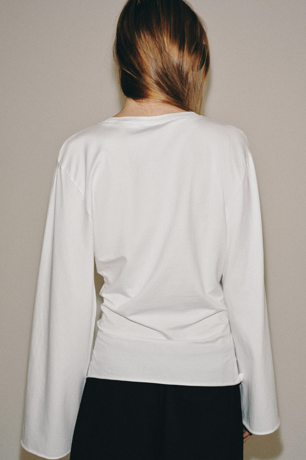 CAMISETA MANGA LARGA ALGOD?N / Blanco - Zara фото 4