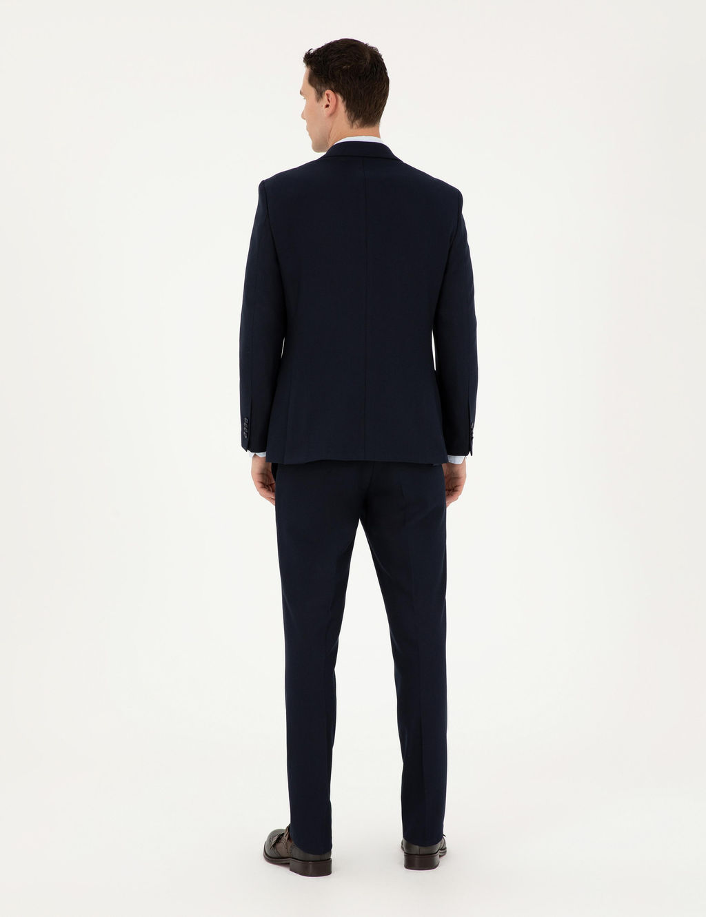 Lacivert Slim Fit _izgili Tak_m Elbise