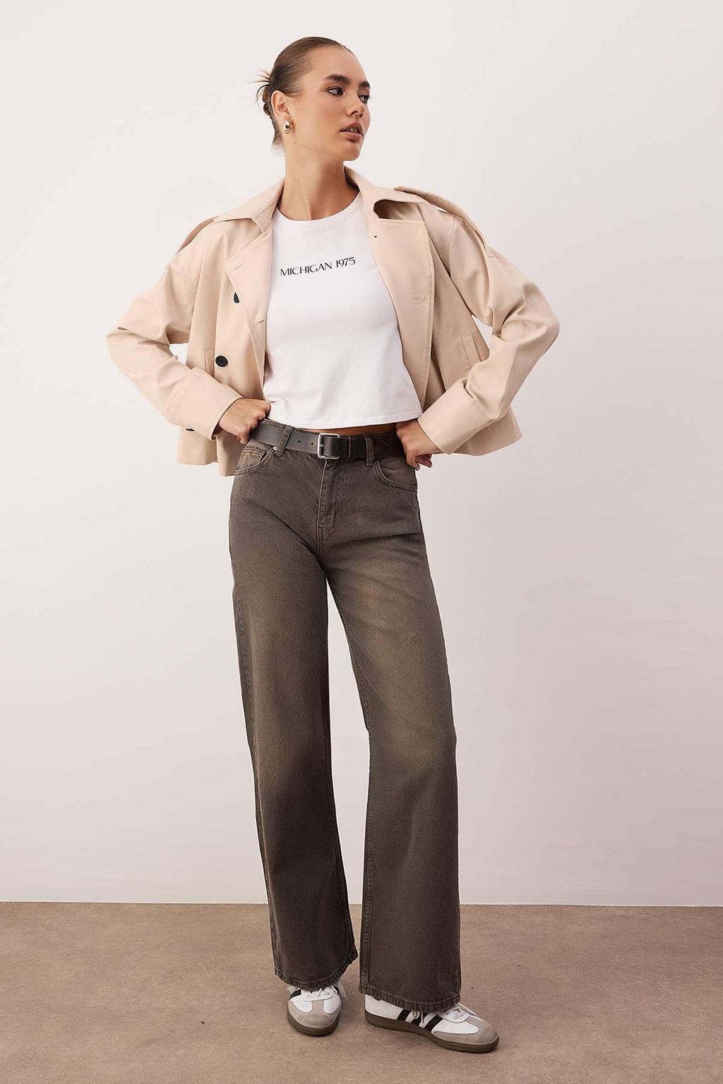 Kahverengi Yuksek Bel Wide Leg Jeans TWOAW26JE00257