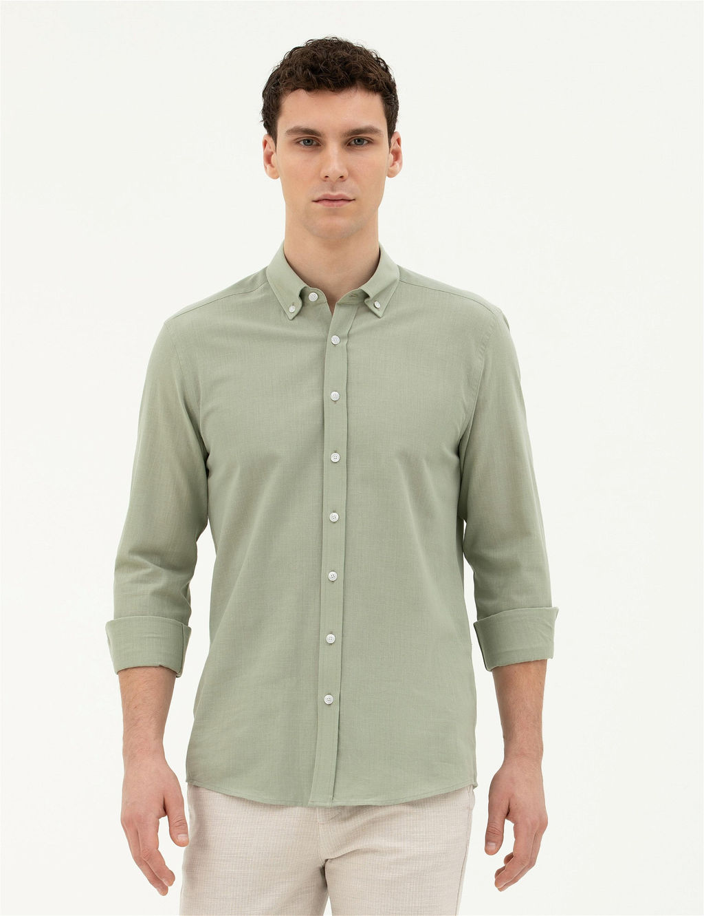 Ye_il Slim Fit Uzun Kollu G_mlek