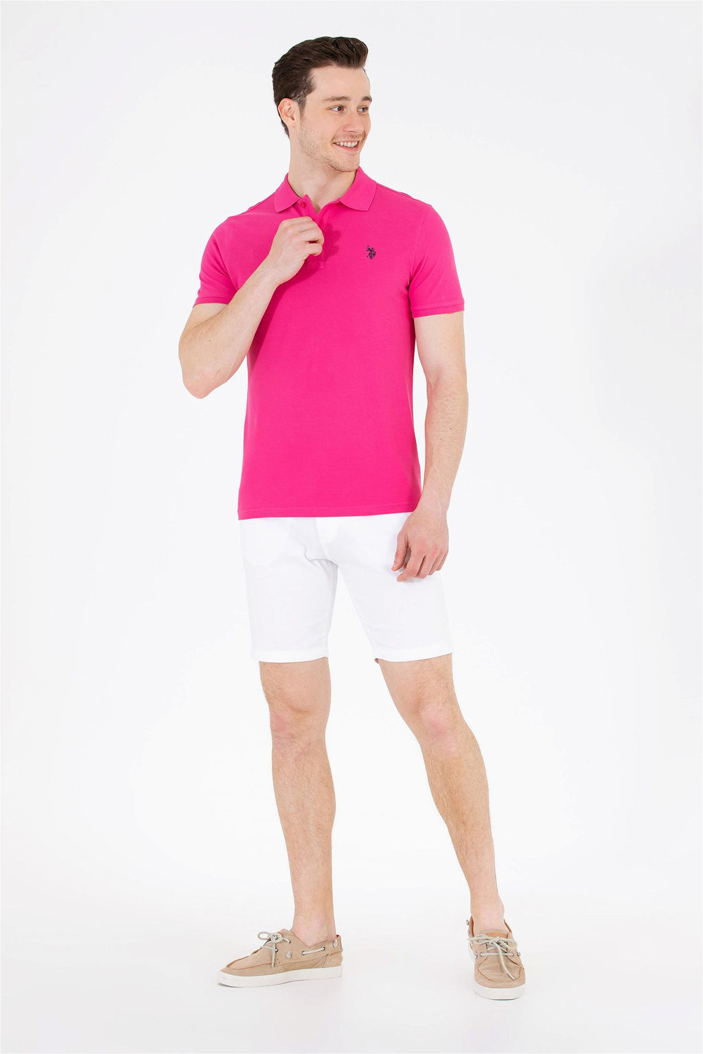 U. S. Polo Assn Мужская базовая футболка с воротником-поло цвета фуксии - U.s. polo assn фото 11