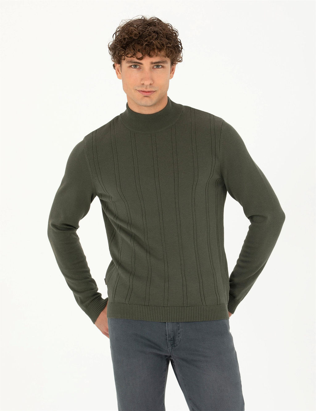 Duman Slim Fit Yar_m Bal_k__ Yaka Triko Kazak - Pierre cardin фото 3