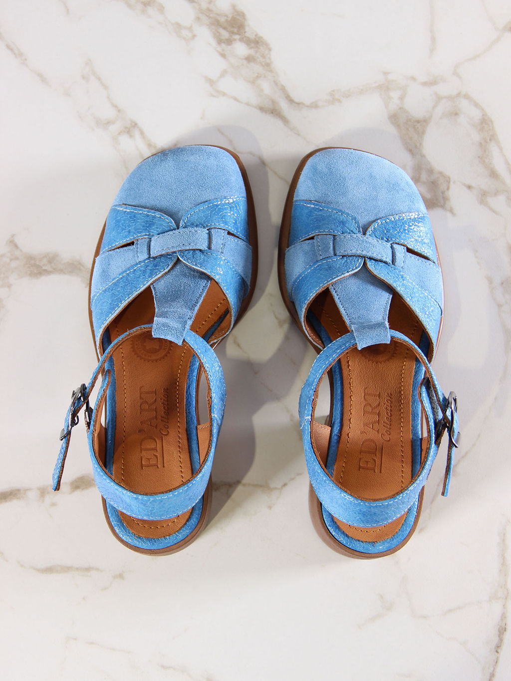 Босоножки 5038.23663bе.Голубой наплак+голубая замша