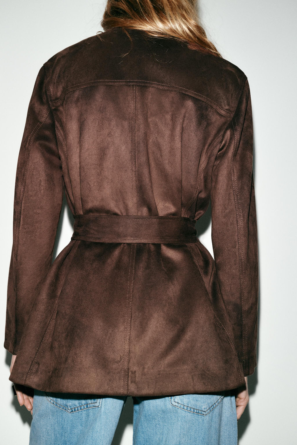 FAUX SUEDE JACKET WITH BELT - Zara фото 16
