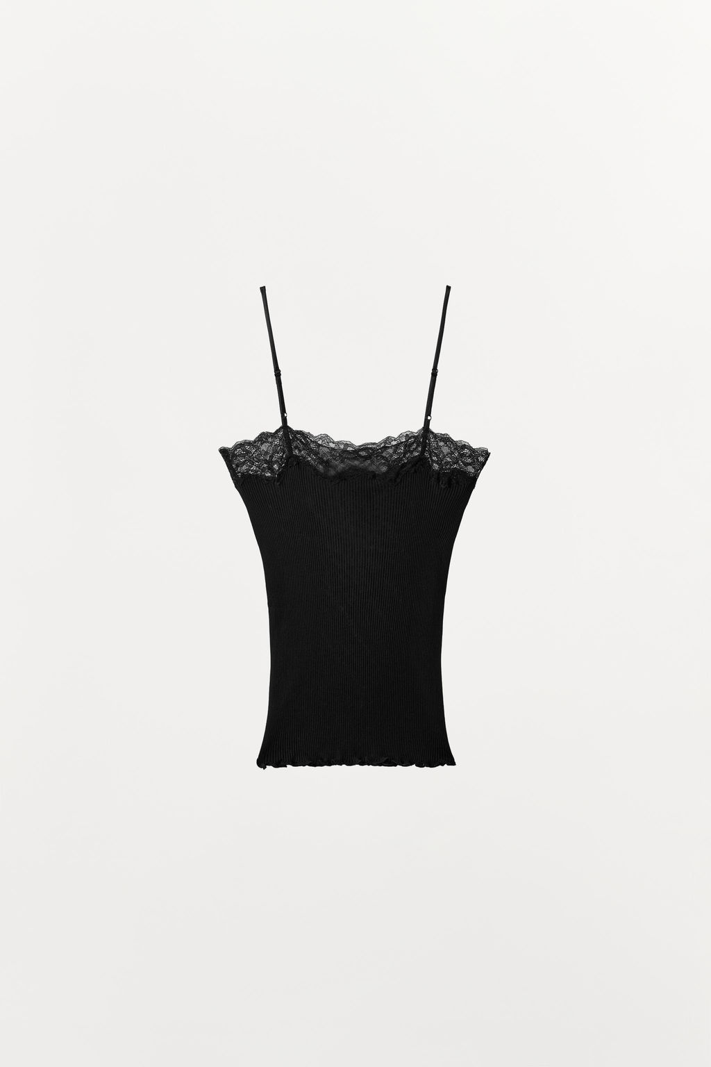 TOP RIB ENCAJE / Negro