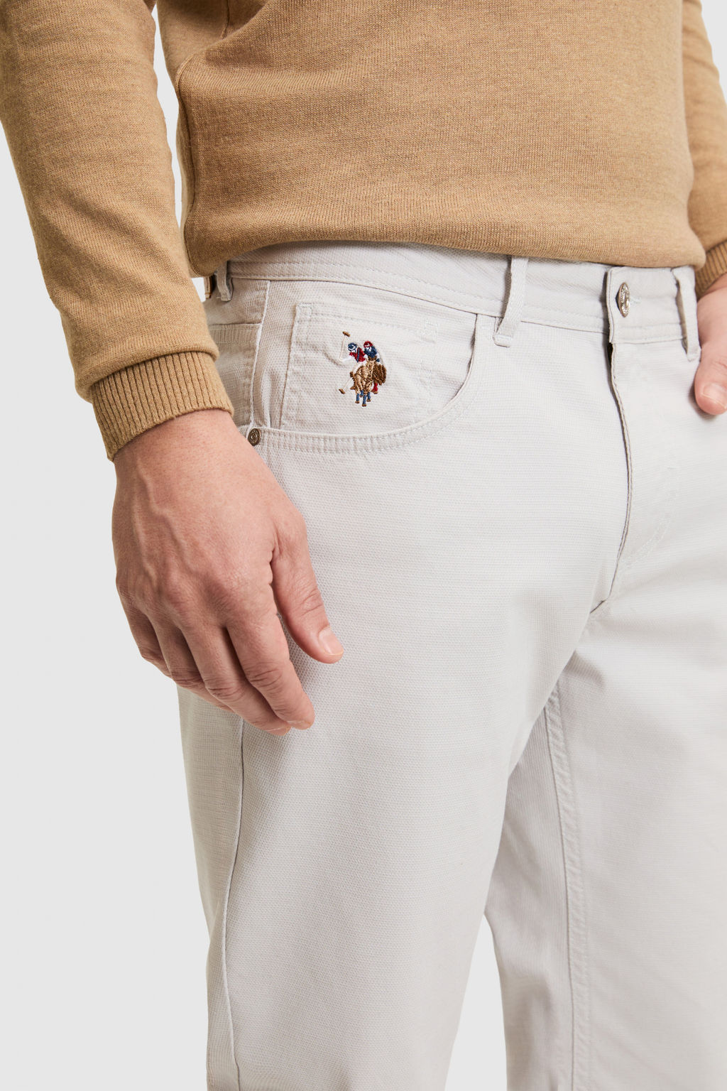 Erkek Slim Fit A__k Gri Kanvas Pantolon - U.s. polo assn фото 5