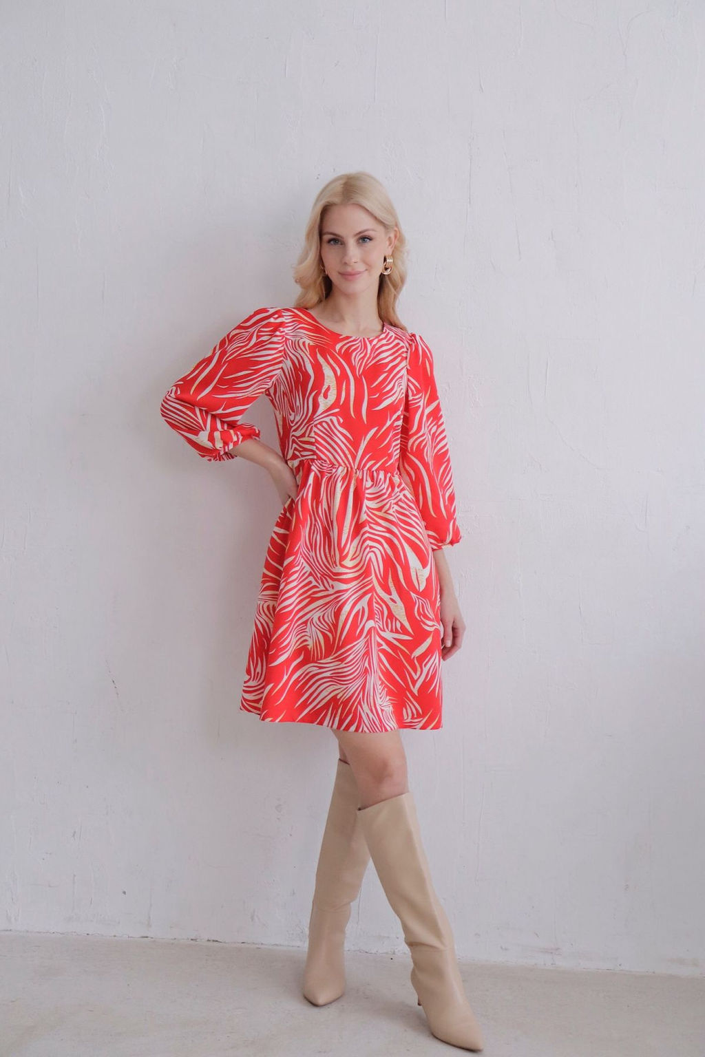 Платье красное с присборенной юбкой - Martichelli фото 2