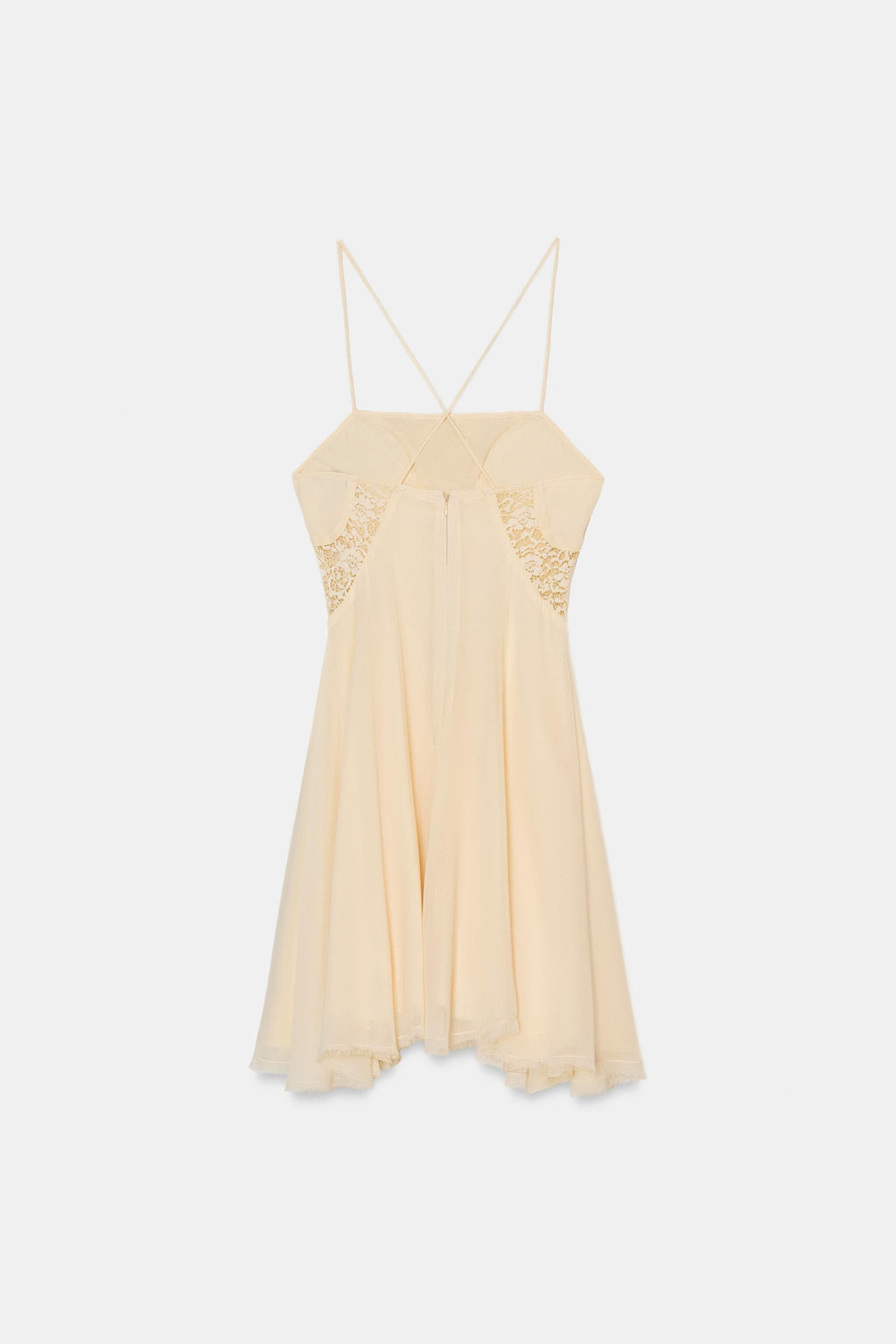 VESTIDO CORTO GODETS ENCAJE / Crudo - Zara фото 4