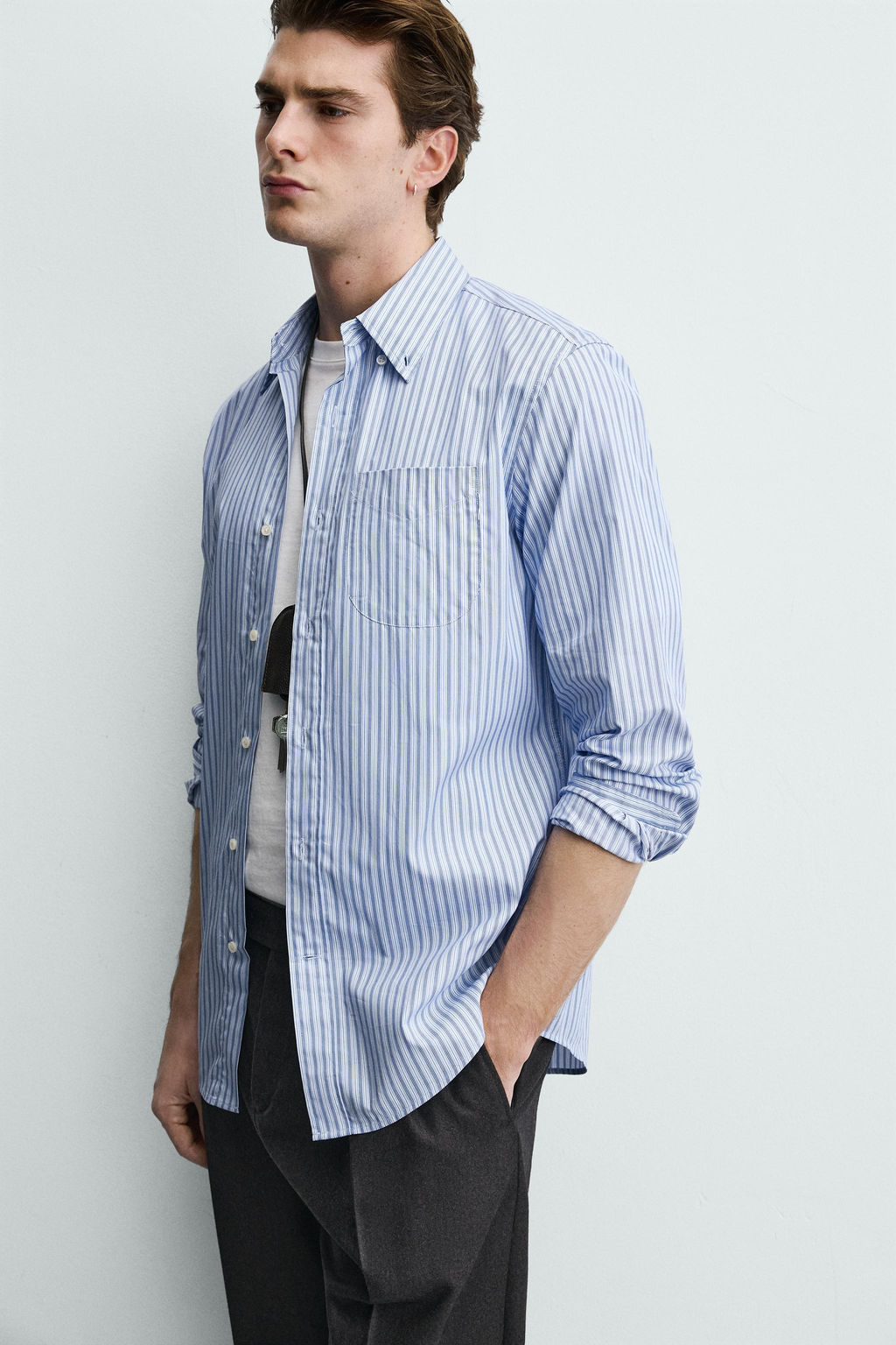 Рубашка Camisa Regular Fit Rayas бело-голубая