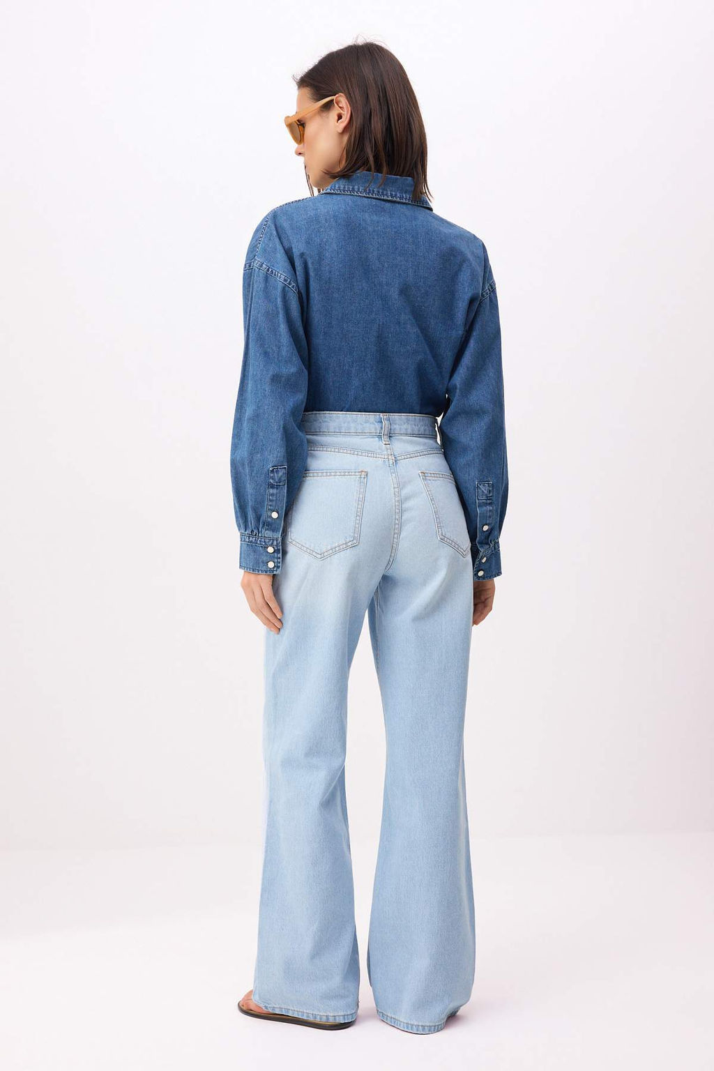 Buz Mavisi Yuksek Bel %100 Pamuk Wide Leg Jeans TWOSS26JE00204 - Trendyolmilla фото 4