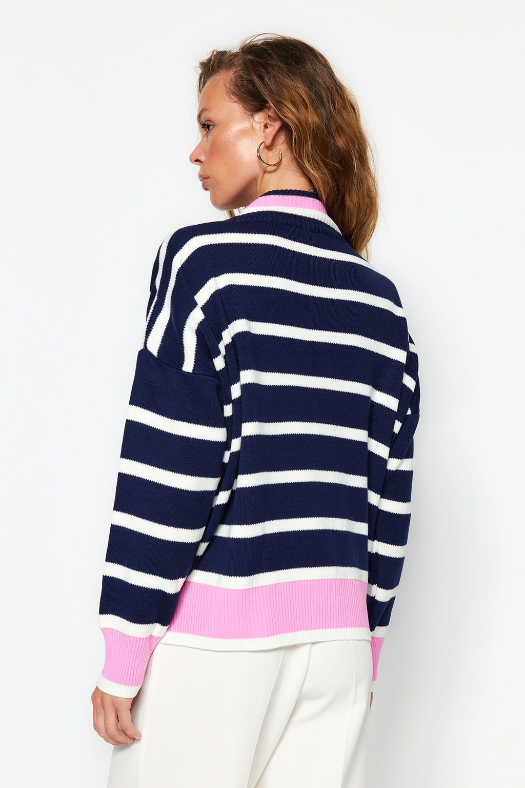 Lacivert Super Genis Kal?p Triko Kazak TWOAW24KZ00404 - Trendyolmilla фото 4