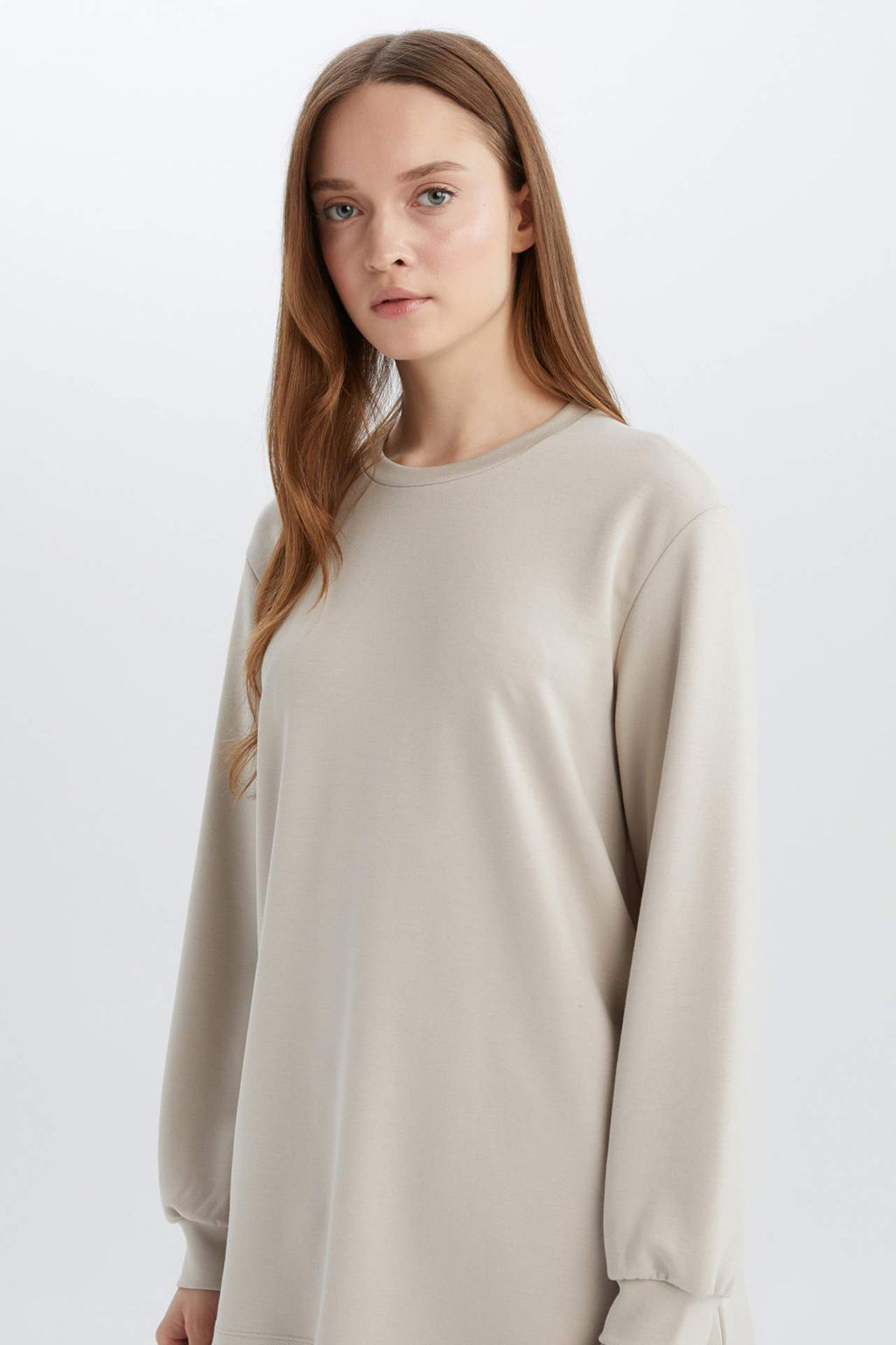 Regular Fit Bisiklet Yaka Basic Duz Sweatshirt Tunik - Defacto фото 5