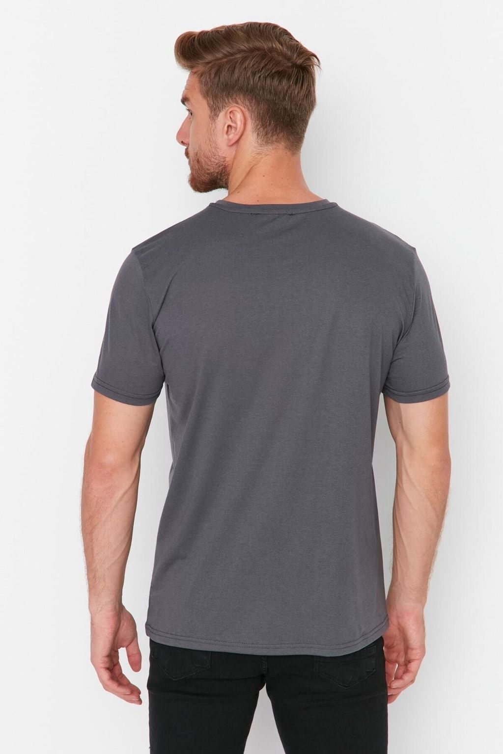Antrasit Regular/Normal Kesim Basic K?sa Kollu T-Shirt TMNSS22TS0271