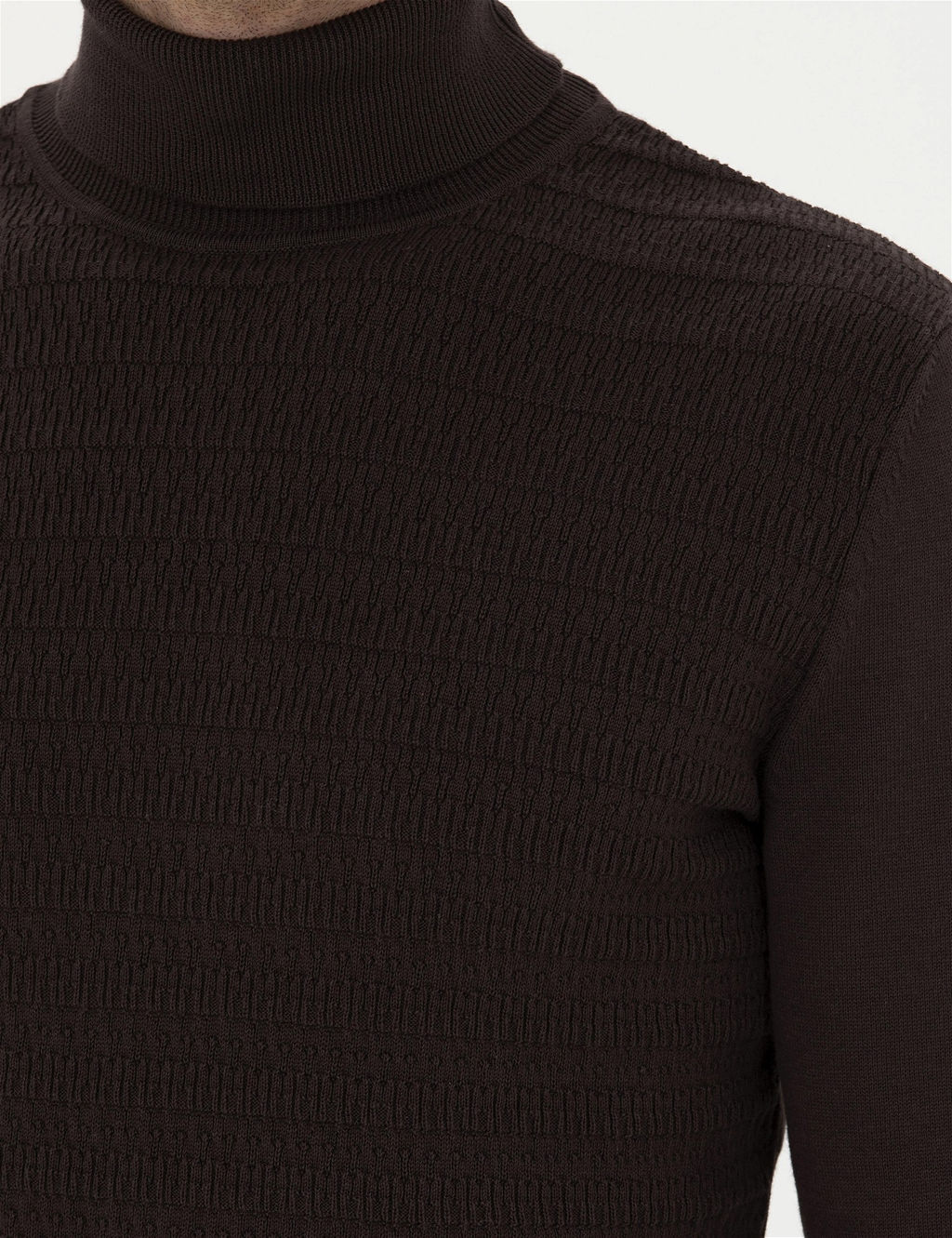 Kahverengi Slim Fit Bal_k__ Yaka Triko Kazak - Pierre cardin фото 7