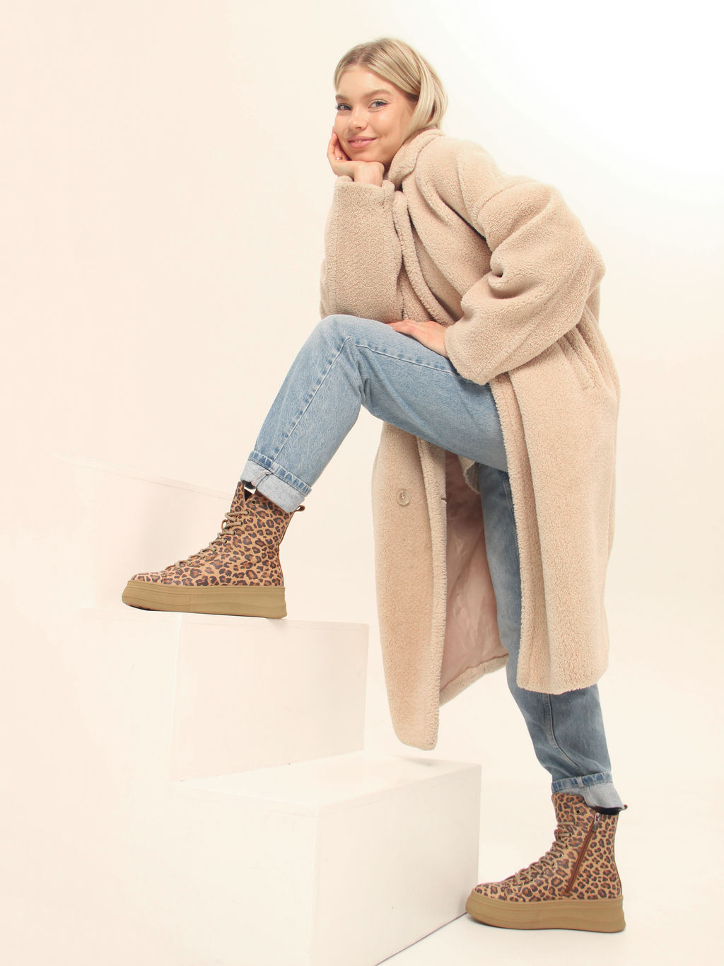 Ботинки 215.warmbr.Коричневый леопард/мех