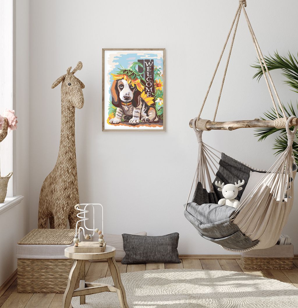 ФРЕЯ PNB/PM-036 Набор для раскрашивания по номерам 40 х 30 см Щенок в подсолнухе