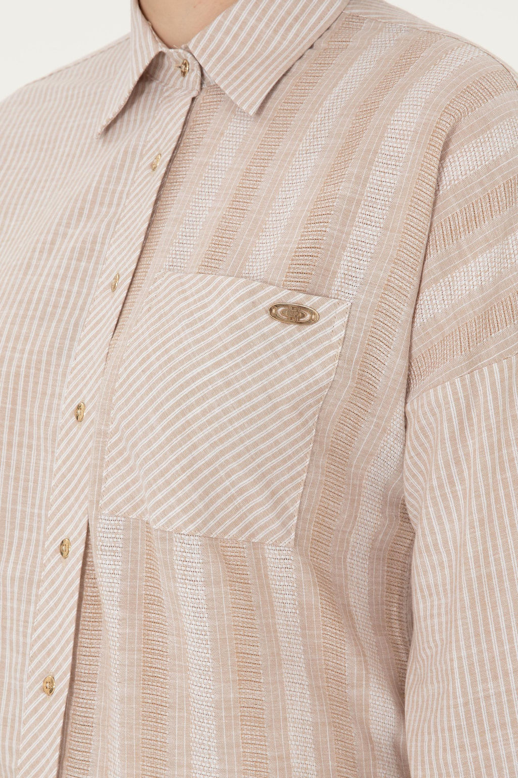 Женская рубашка песочного цвета с длинным рукавом Неожиданная скидка в корзине - U.s. polo assn фото 7