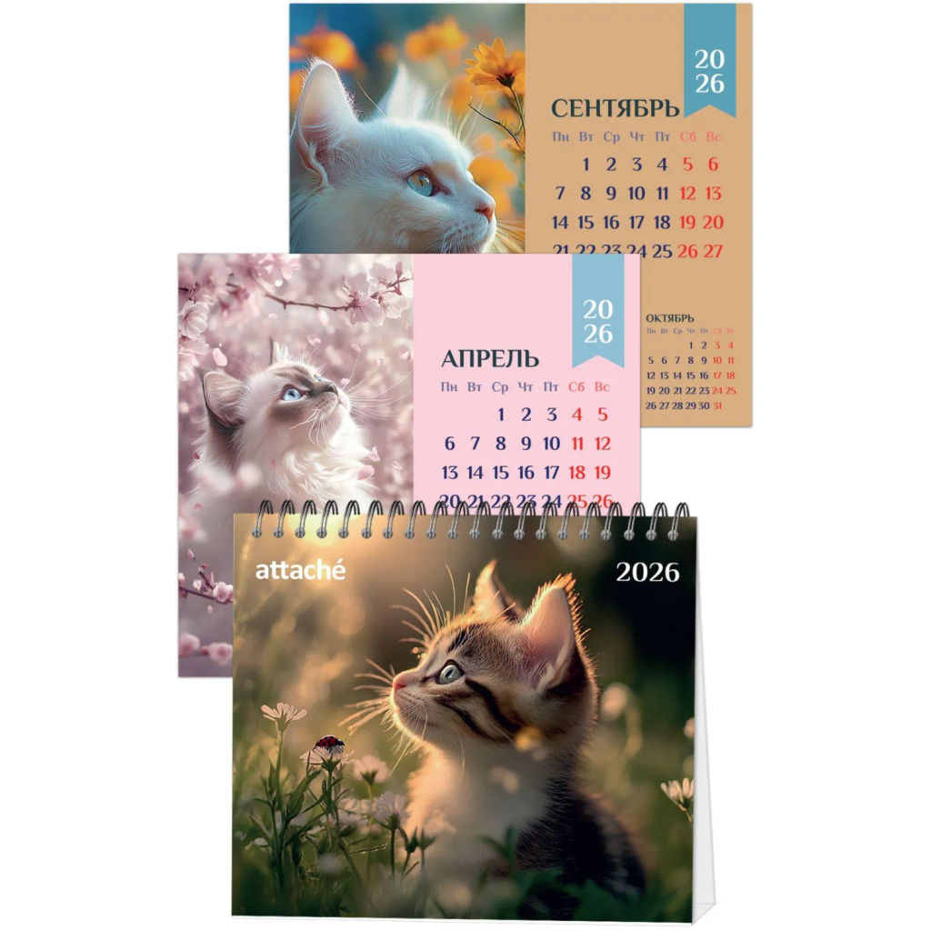 Календарь-домик настольный 2026 Atache, Котенок, 120х110 - Attache фото 6