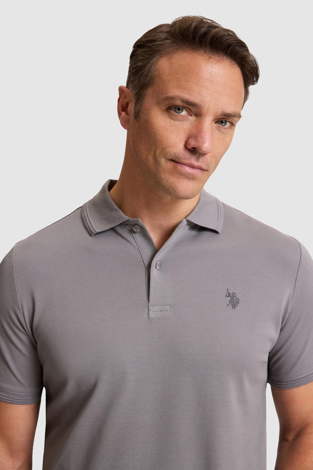 Erkek Gri Regular Fit Polo Yaka Basic Ti__rt