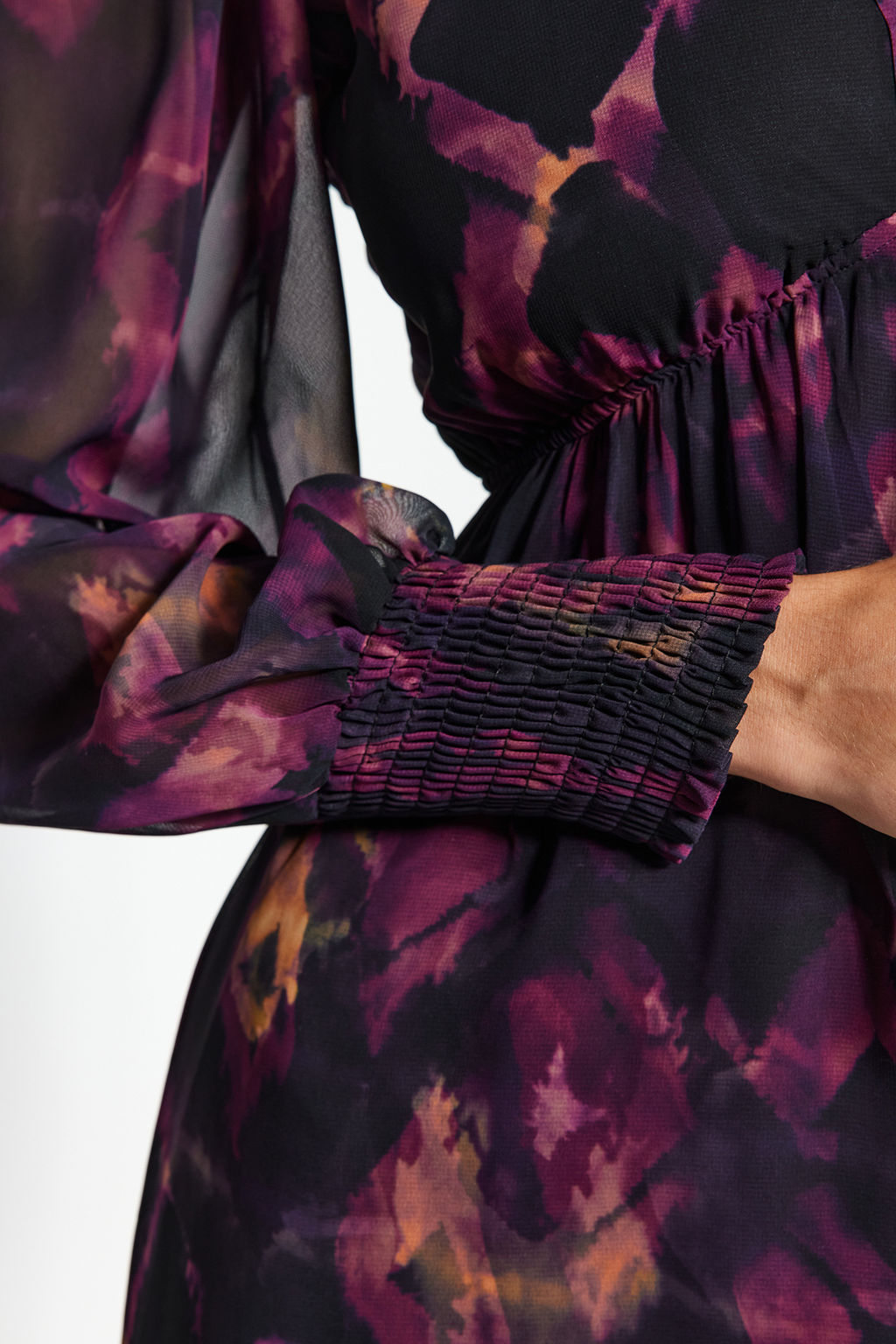 TRENDYOLMILLA Siyah Belden Ac?lan Astarl? Midi Sifon Dokuma Elbise TWOAW24EL00710  фото 10