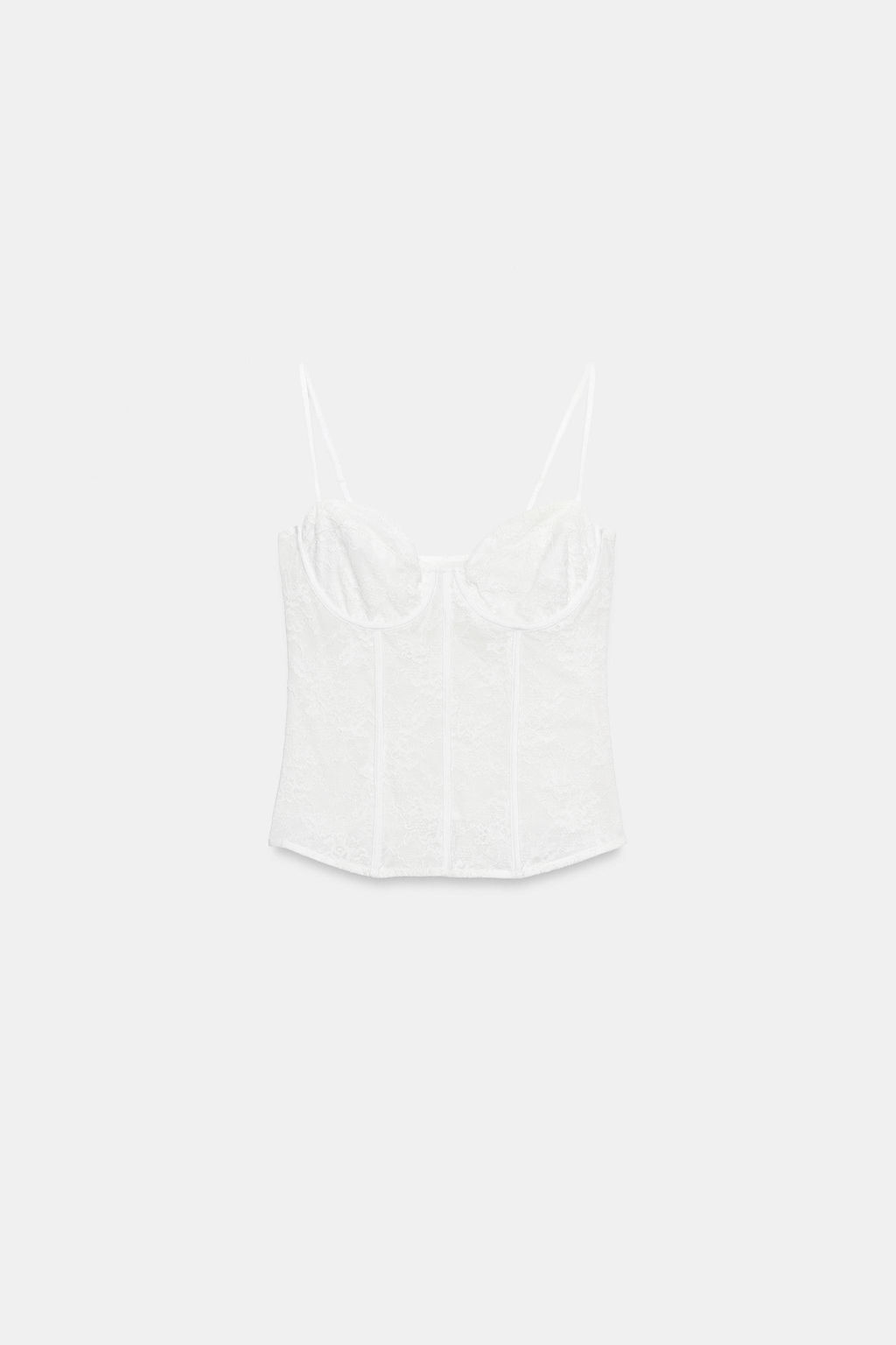 TOP CORSETERO ENCAJE / Blanco roto - Zara фото 4