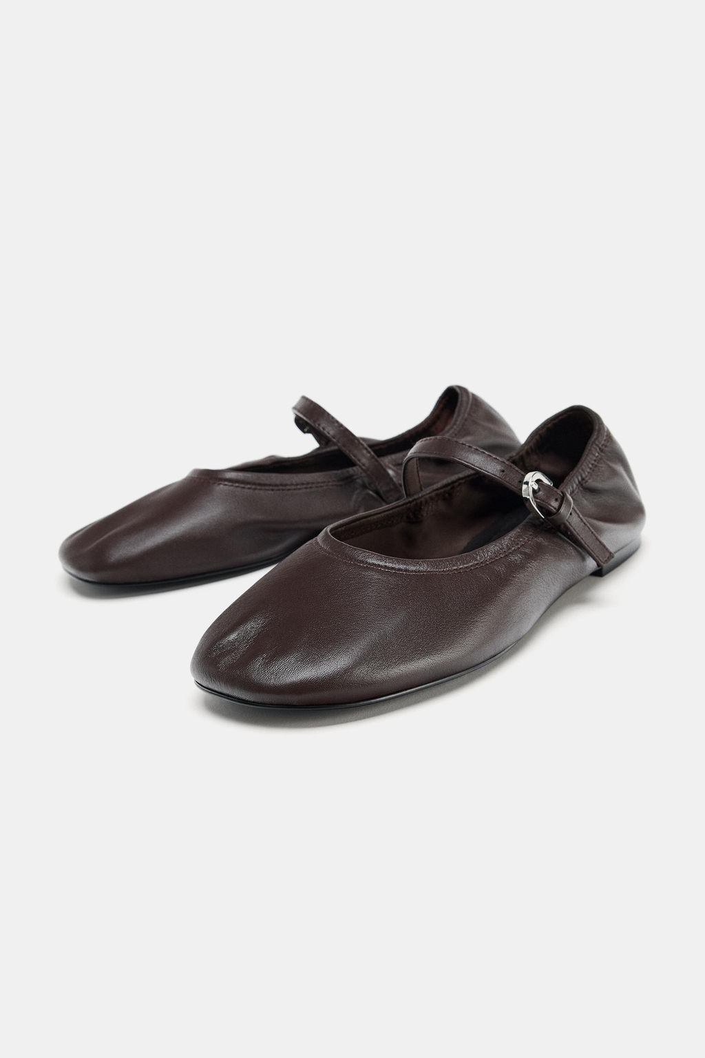 SOFT LEATHER BALLET FLATS - Zara фото 5