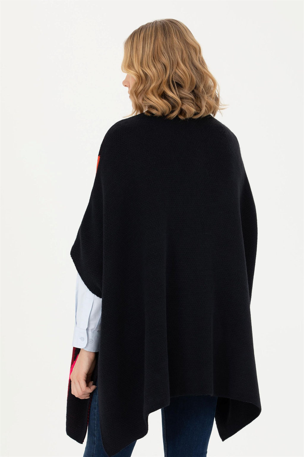 Женское темно-синее трикотажное пончо Неожиданная скидка в корзине - U.s. polo assn фото 5