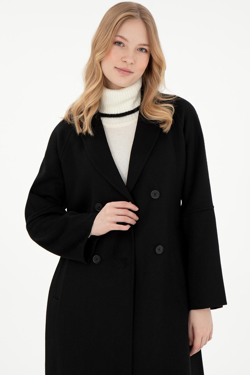 Женское черное пальто с печатью Неожиданная скидка в корзине - U.s. polo assn фото 3