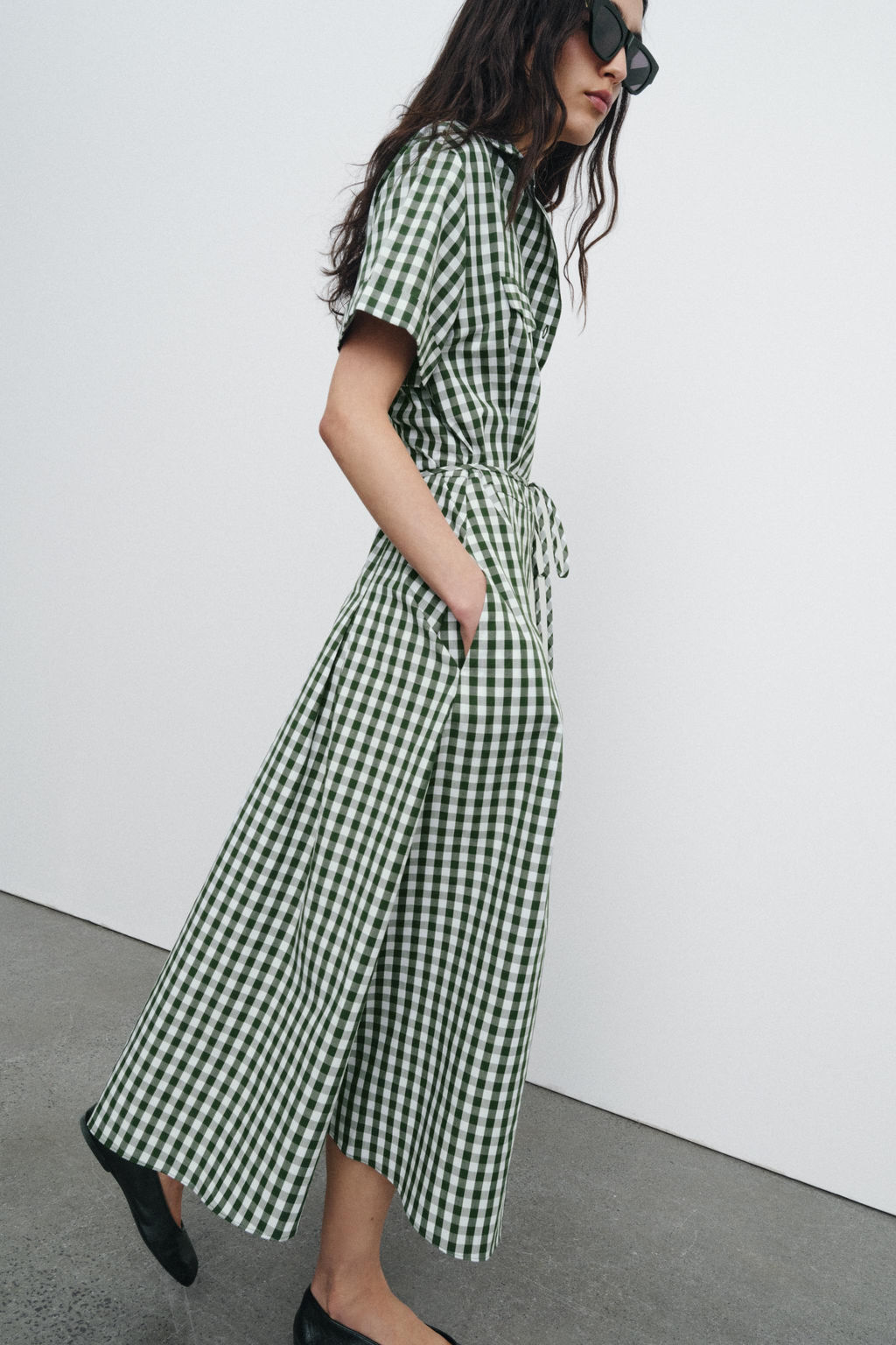 GINGHAM SHIRT DRESS ZW COLLECTION - Zara фото 3