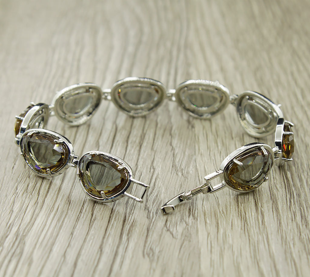 Султанит, браслет "Лаура", покрытие родий, 18см