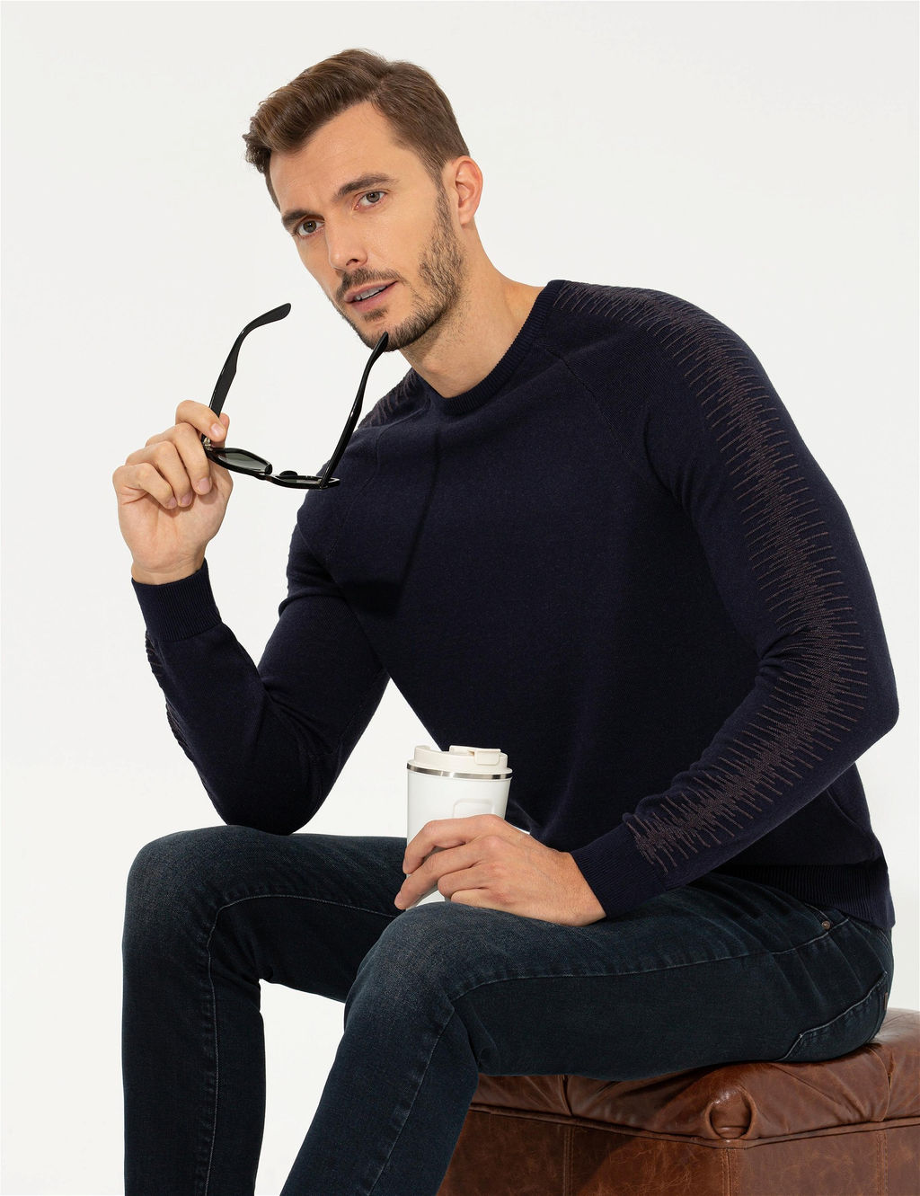 Lacivert Slim Fit Bisiklet Yaka Triko Kazak - Pierre cardin фото 3