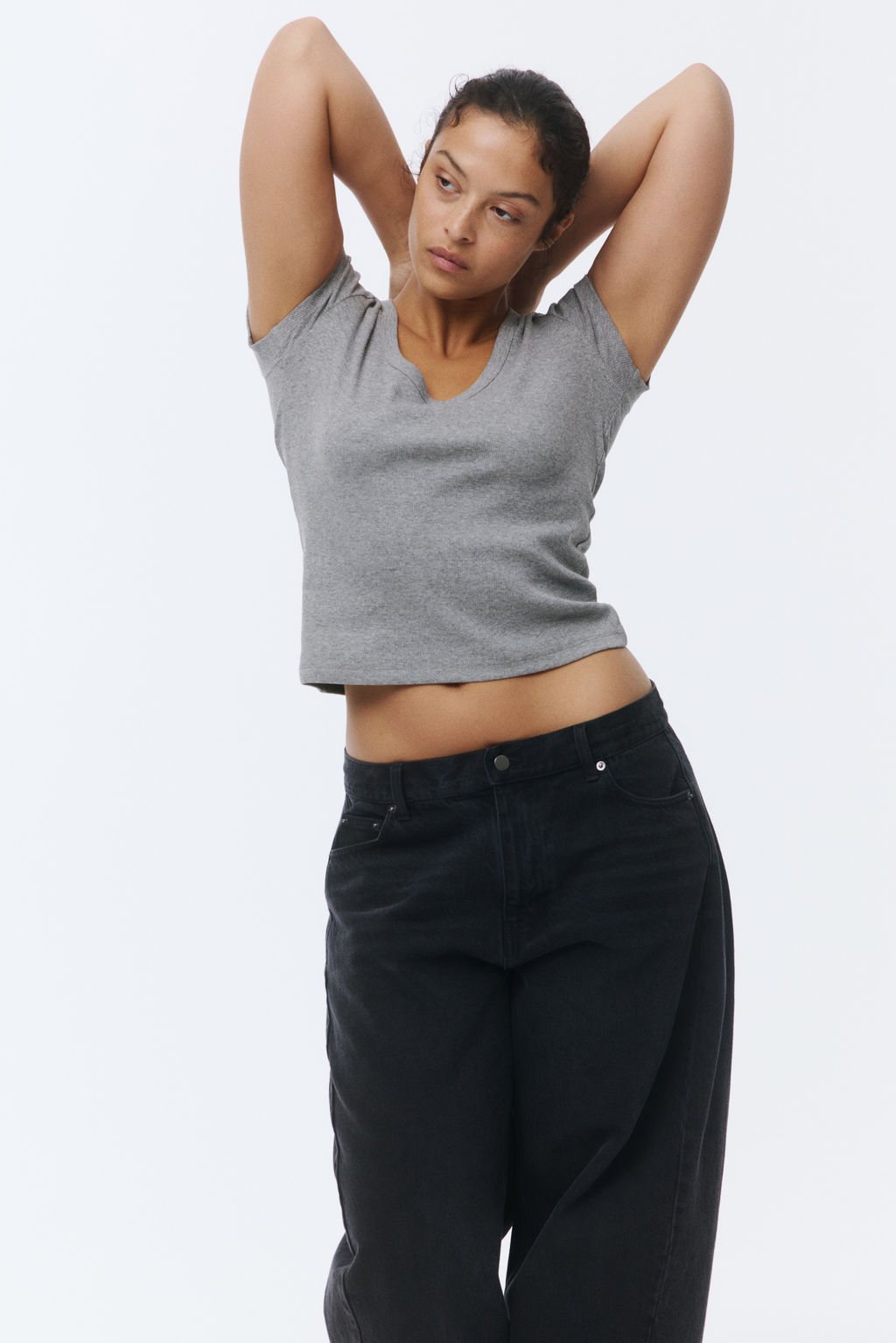 Camiseta acanalada con escote en U - H&m фото 6