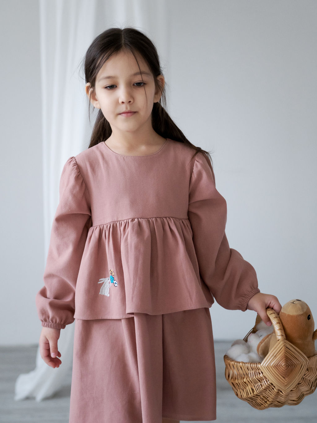 Платье хлопковое сухая роза, розовый - Lesi kids фото 20
