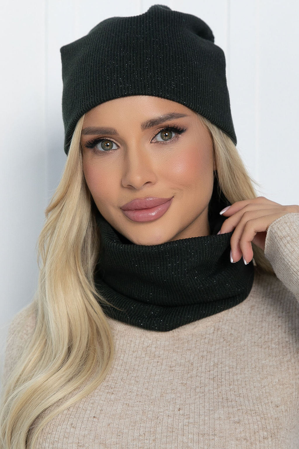 Комплект шапка и снуд (темно-зеленый) ШС29 - Lt collection фото 4