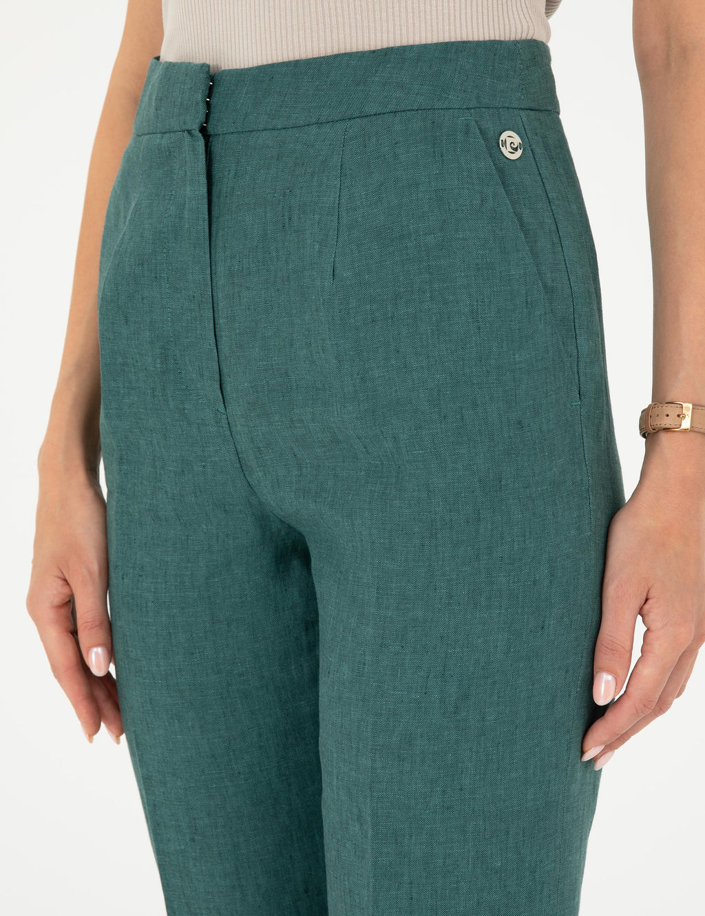 Ye_il Carrot Fit Keten Pantolon