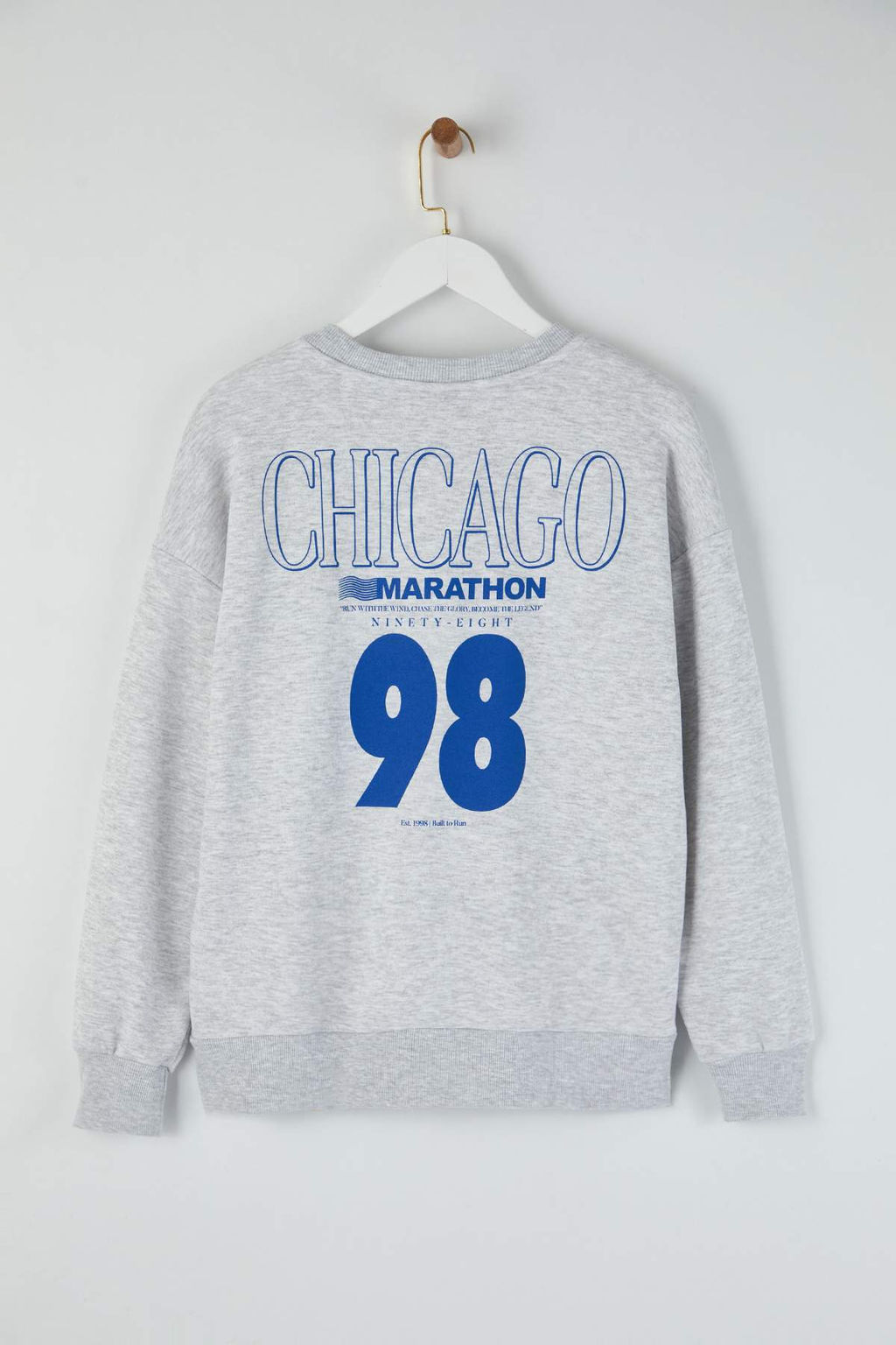 Teen Kar Melanj Ici Polarl? S?rt ve On Bask?l? Oversize/Genis Kesim Orme Sweatshirt TWOAW26SW00151 - Trendyolmilla фото 3