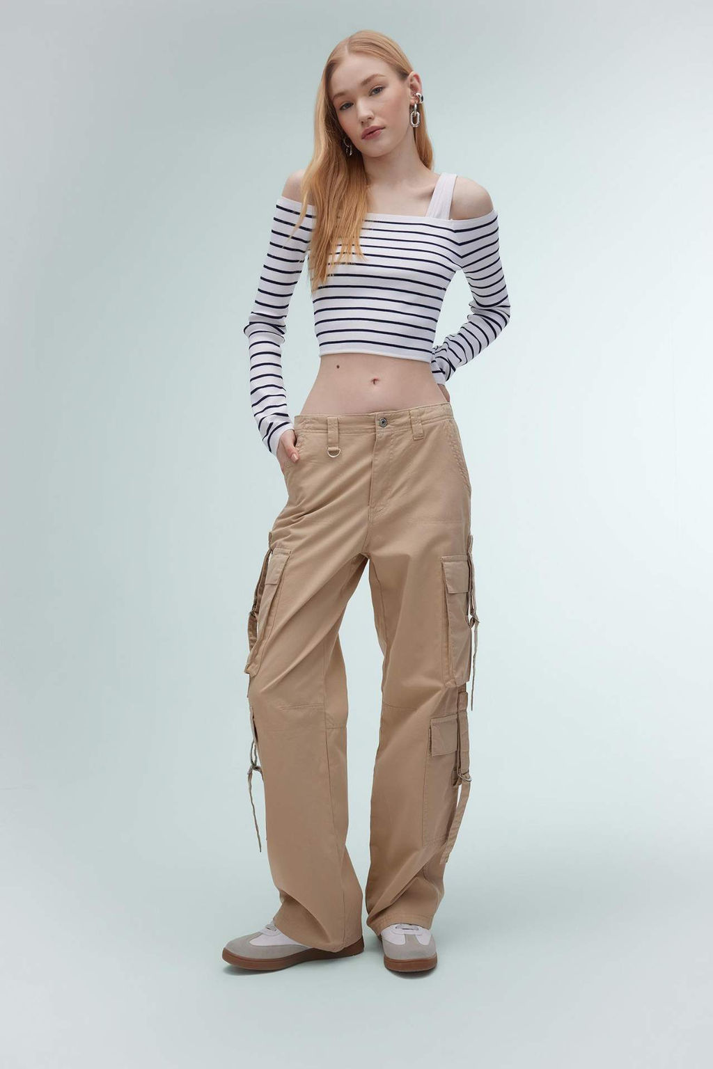 Coool Wide Leg Genis Paca Pantolon Kargo Cepli Duz Basic - Defacto фото 2