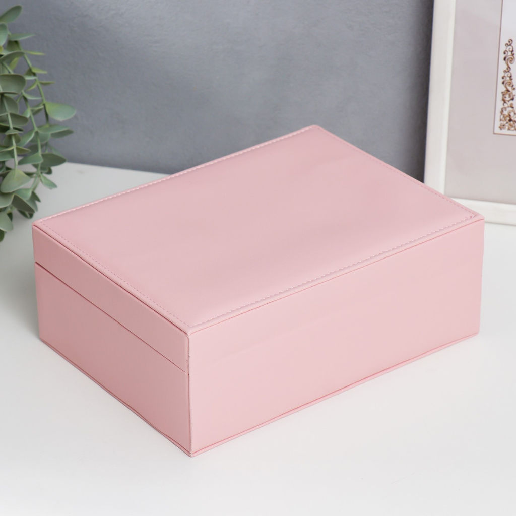 Шкатулка кожзам для украшений Розовая матовая 9х23х17 см - Simaland фото 7