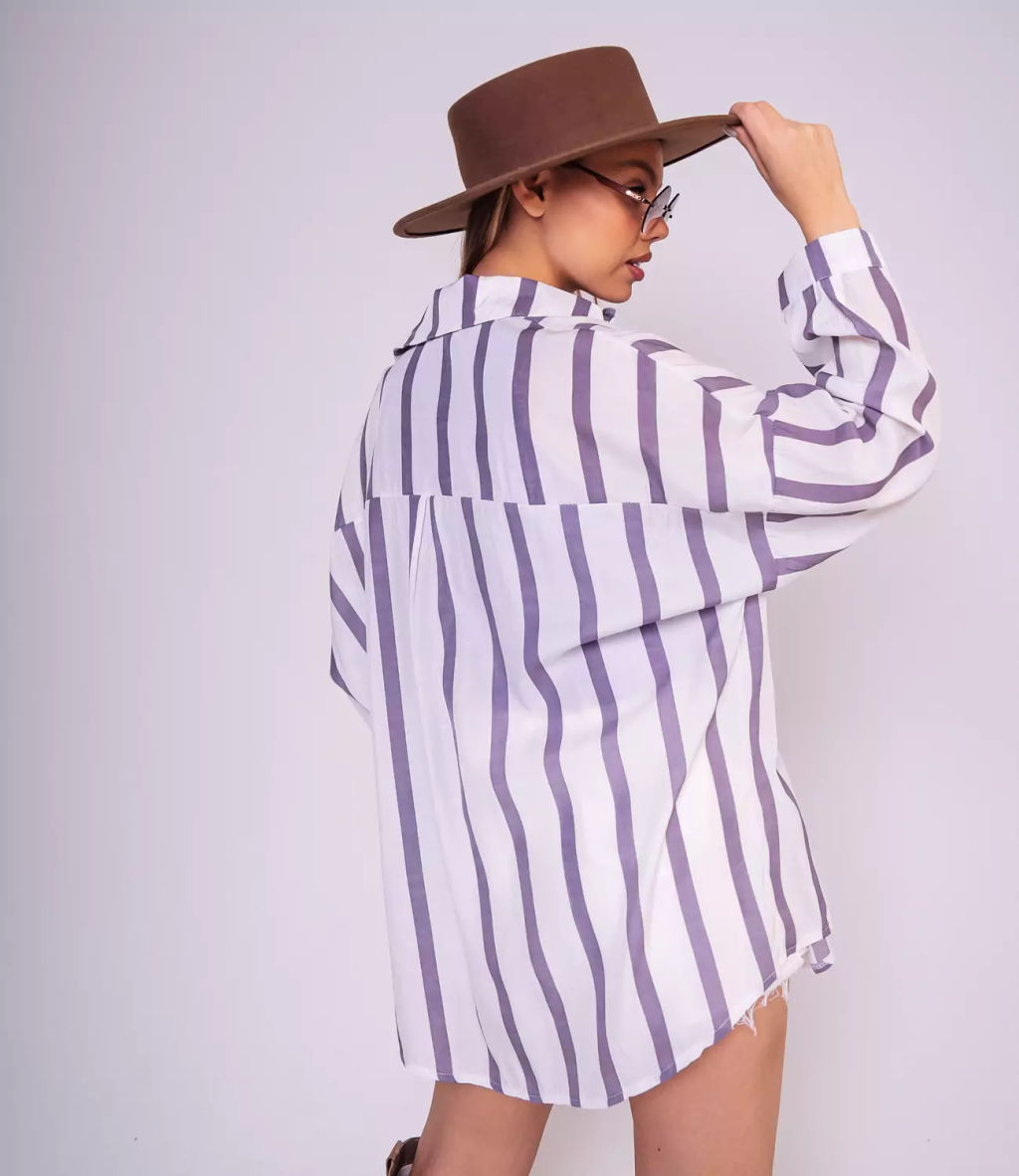 Рубашка #КТ33019, сиреневый - Dommod фото 4