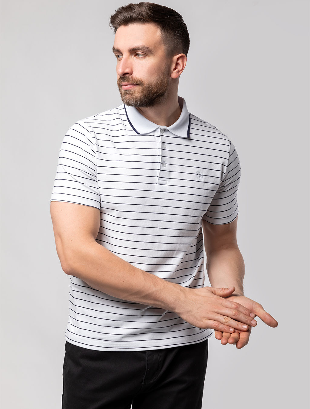 Футболка-Поло из премиального хлопка с эластаном