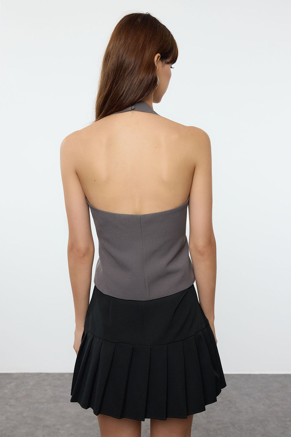 Antrasit Fitted Fiyonk Detayl? Dokuma Yelek TWOAW25YE00070 - Trendyolmilla фото 5