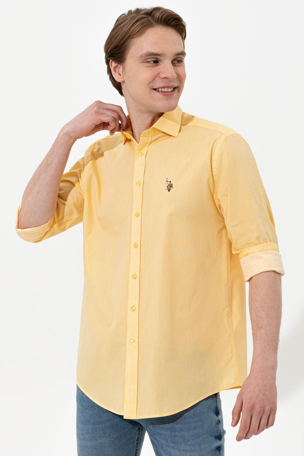 U. S. Polo Assn / Мужская светло-желтая рубашка с длинным рукавом - U.s. polo assn фото 13