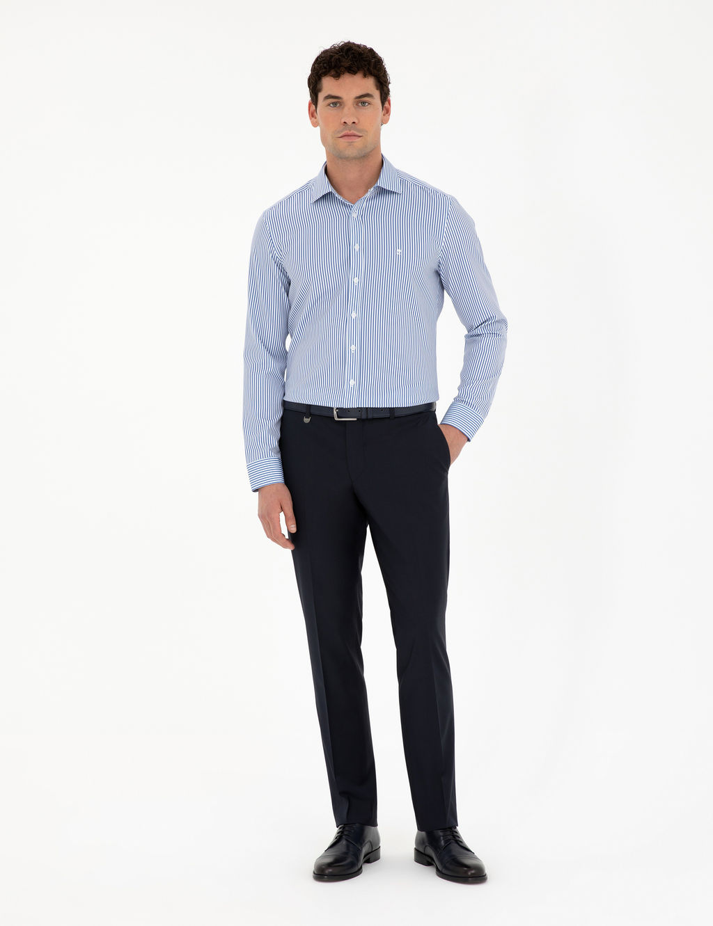 Mavi _izgili Ekstra Slim Fit Uzun Kollu G_mlek