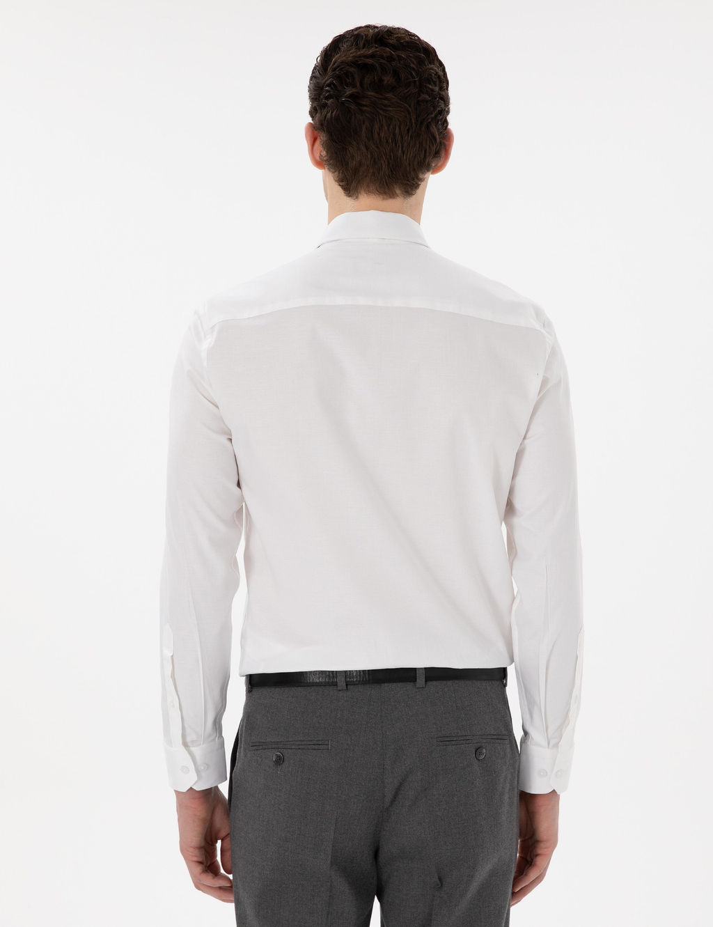 Beyaz Slim Fit Uzun Kollu Basic G_mlek