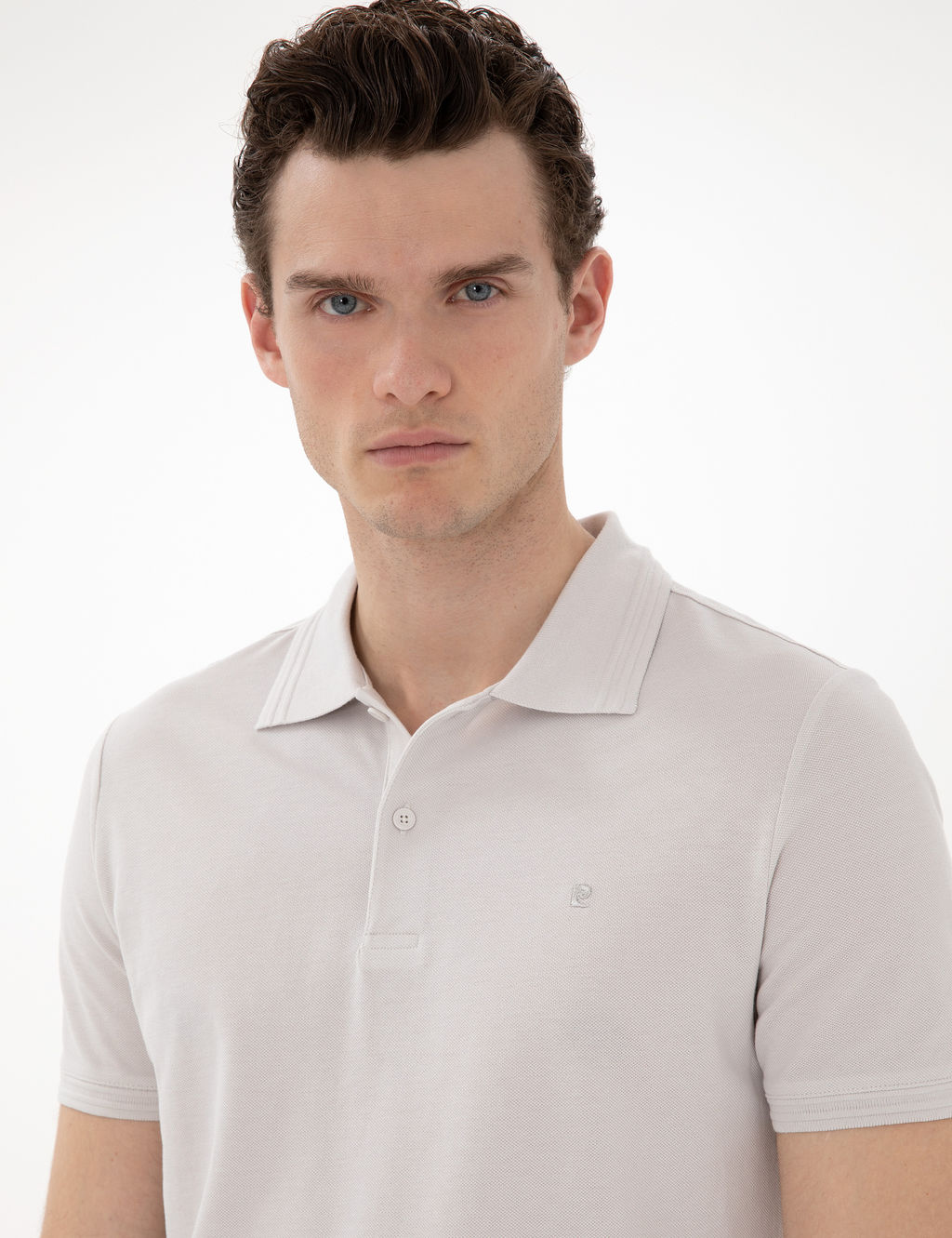 A__k Gri Slim Fit %100 Pamuk Polo Yaka Basic Ti__rt